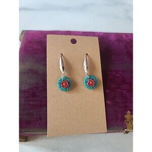 Polymer Clay Floral Dangling Pierced Earrings New